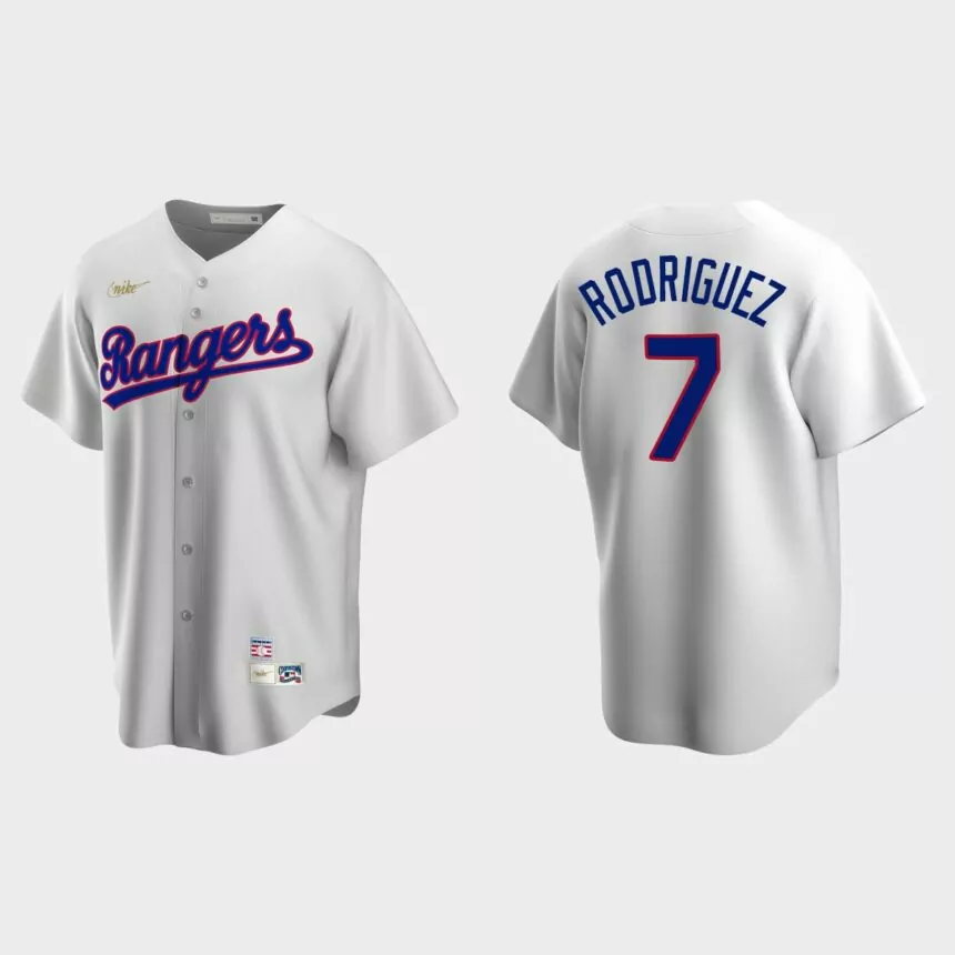 Men’s Ivan Rodriguez #7 Texas Rangers Cooperstown Collection Home Jersey – White