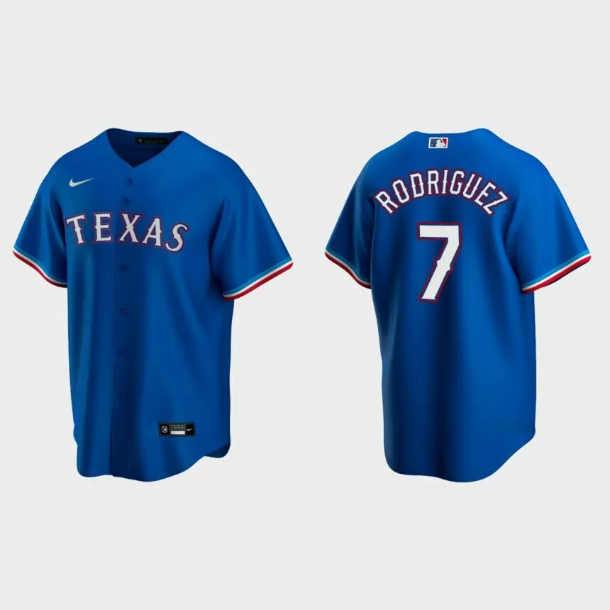 Men’s Ivan Rodriguez #7 Texas Rangers Replica Alternate Jersey – Royal
