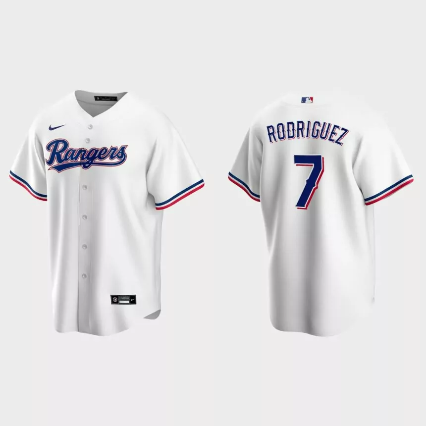 Men’s Ivan Rodriguez #7 Texas Rangers Replica Home Jersey – White