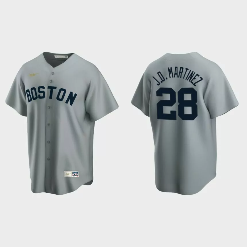 Men’s J.D. Martinez #28 Boston Red Sox Cooperstown Collection Road Jersey – Gray