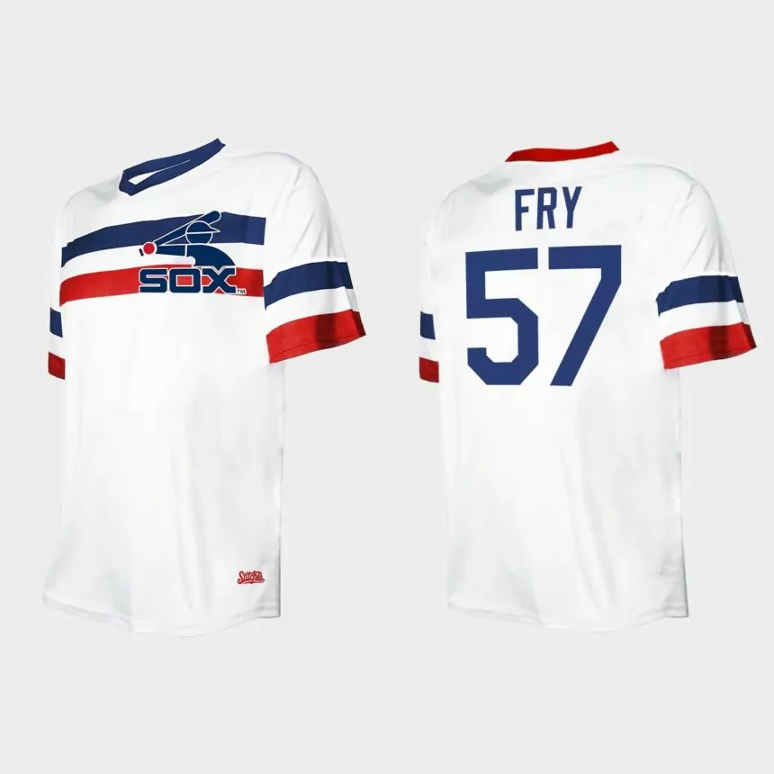 Men’s Jace Fry Chicago White Sox Cooperstown Collection V-Neck Jersey – White