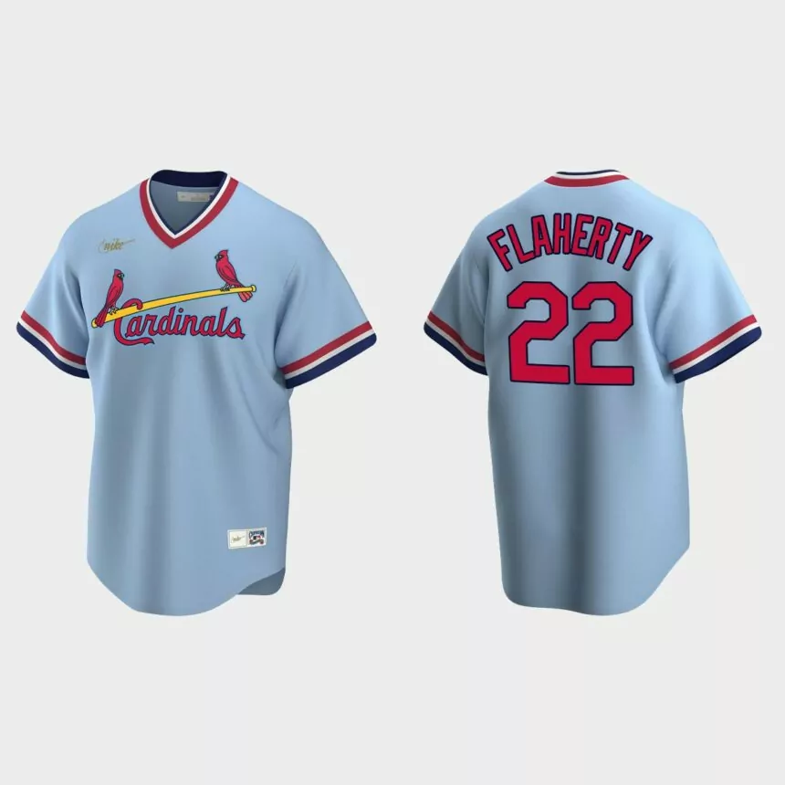 Men’s Jack Flaherty #22 St. Louis Cardinals Cooperstown Collection Road Jersey – Light Blue