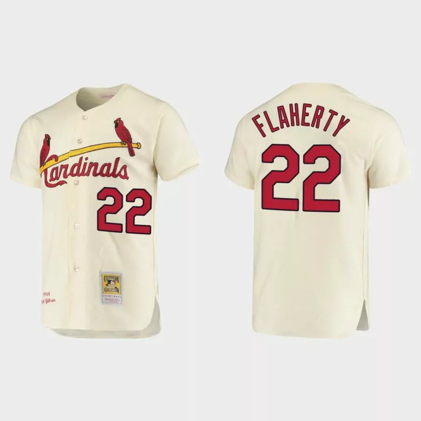 Men’s Jack Flaherty St. Louis Cardinals Cooperstown Collection Authentic Jersey – Cream