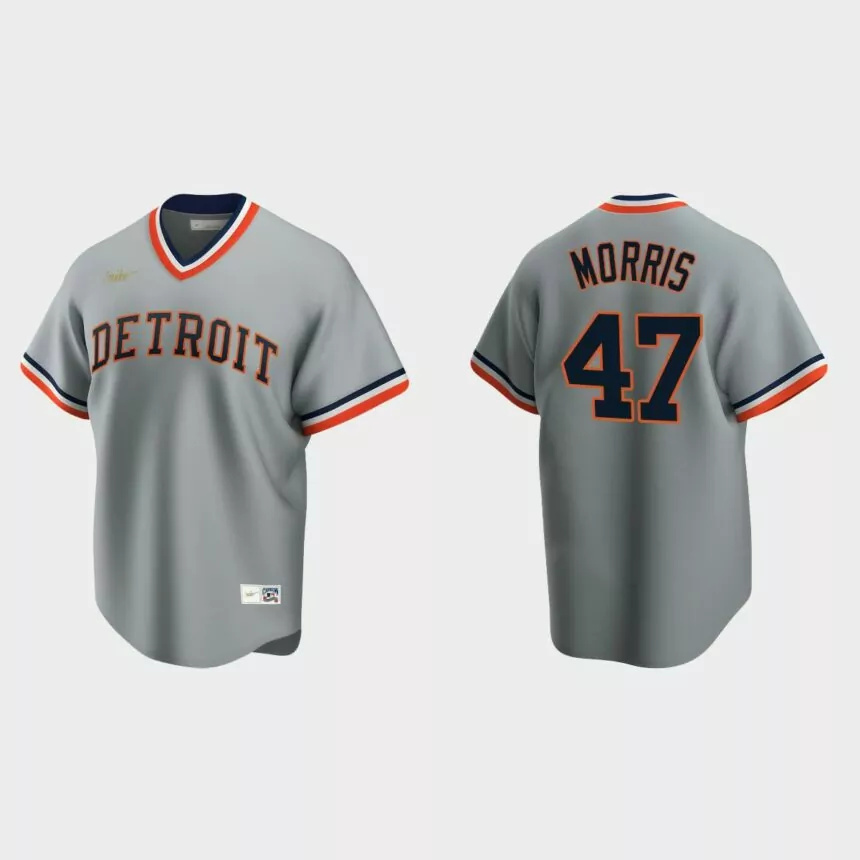 Men’s Jack Morris #47 Detroit Tigers Cooperstown Collection Road Jersey – Gray.jpg
