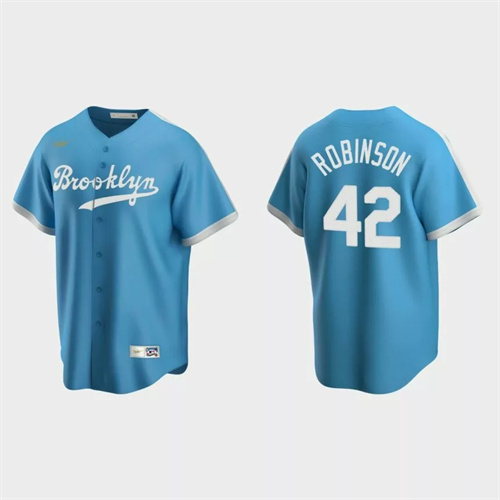 Men’s Jackie Robinson #42 Brooklyn Dodgers Cooperstown Collection Alternate Jersey – Light Blue.jpg