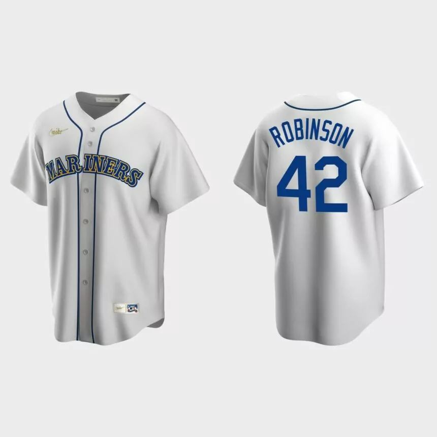 Men’s Jackie Robinson #42 Seattle Mariners Cooperstown Collection Home Jersey – White