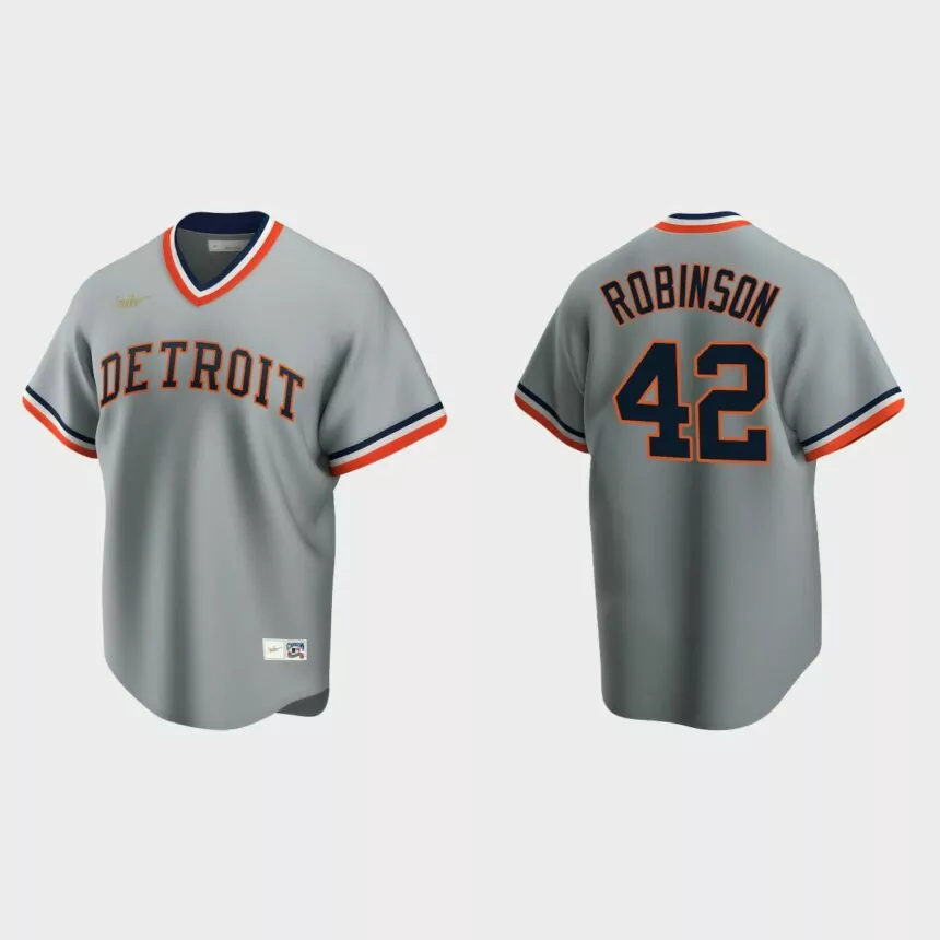 Men’s Jackie Robinson Detroit Tigers Cooperstown Collection Road Jersey – Gray.jpg