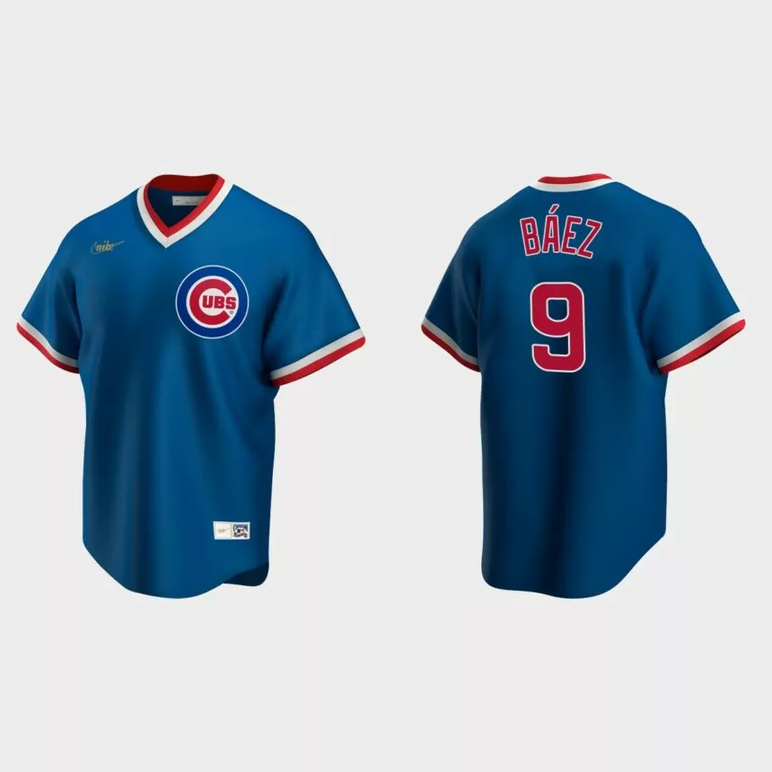 Men’s Javier Baez Chicago Cubs Cooperstown Collection Road Jersey – Royal