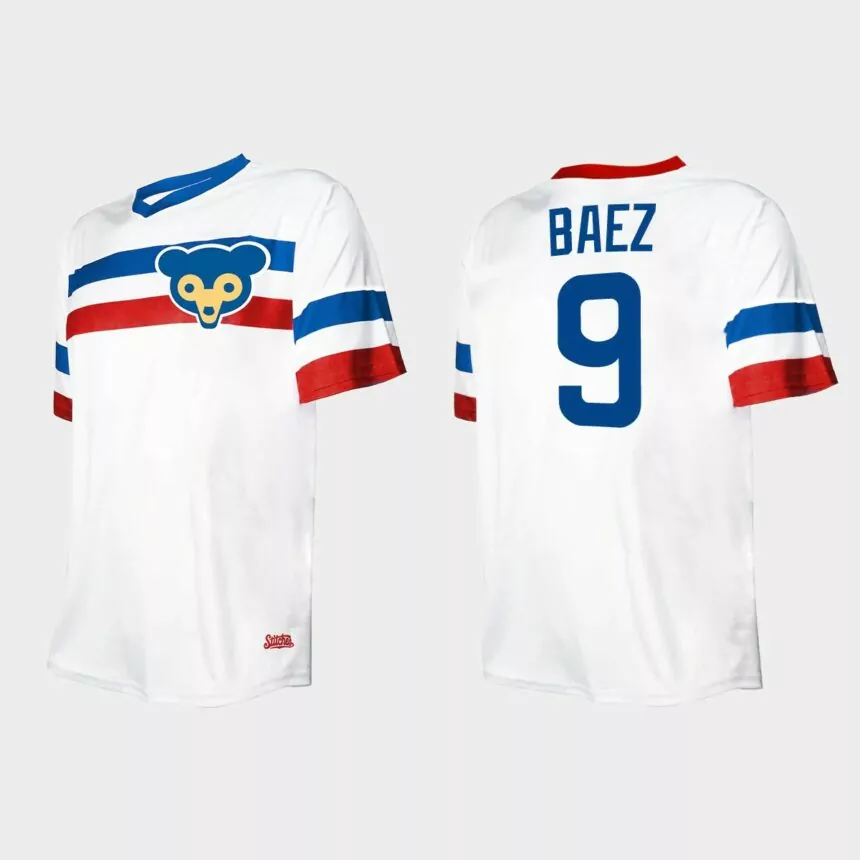 Men’s Javier Baez Chicago Cubs Cooperstown Collection V-Neck Jersey – White