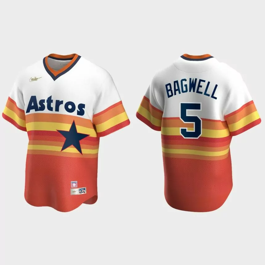 Men’s Jeff Bagwell Houston Astros Cooperstown Collection Home Jersey – White Orange
