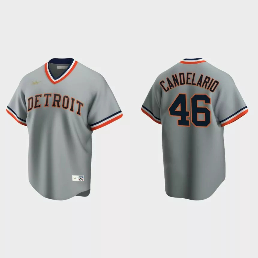 Men’s Jeimer Candelario Detroit Tigers Cooperstown Collection Road Jersey – Gray.jpg