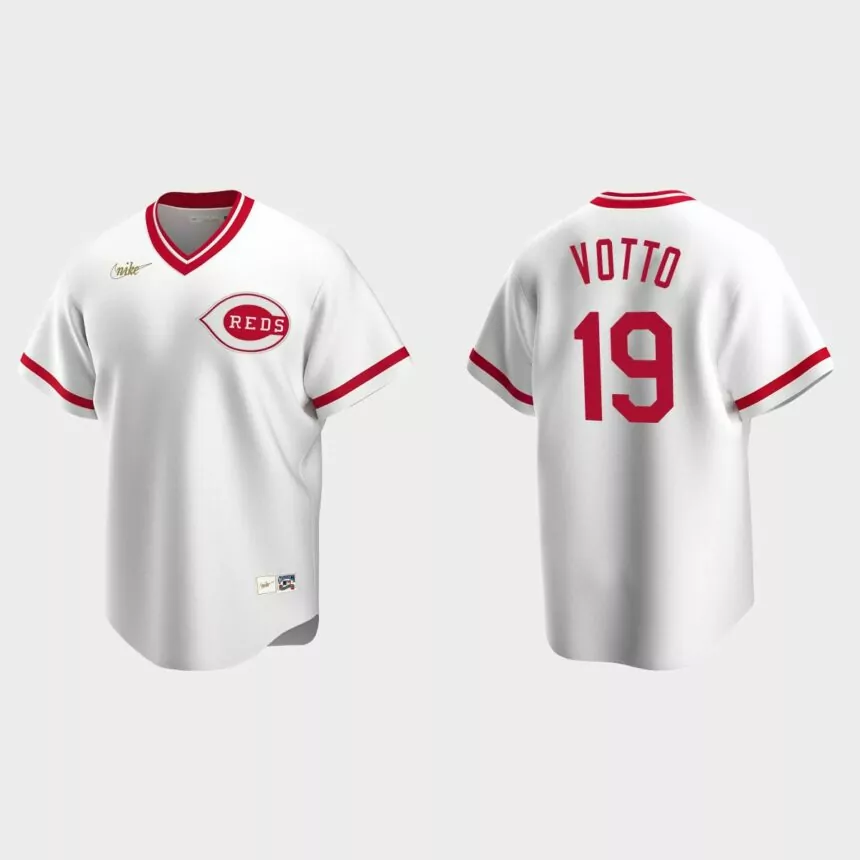 Men’s Joey Votto Cincinnati Reds Cooperstown Collection Home Jersey – White