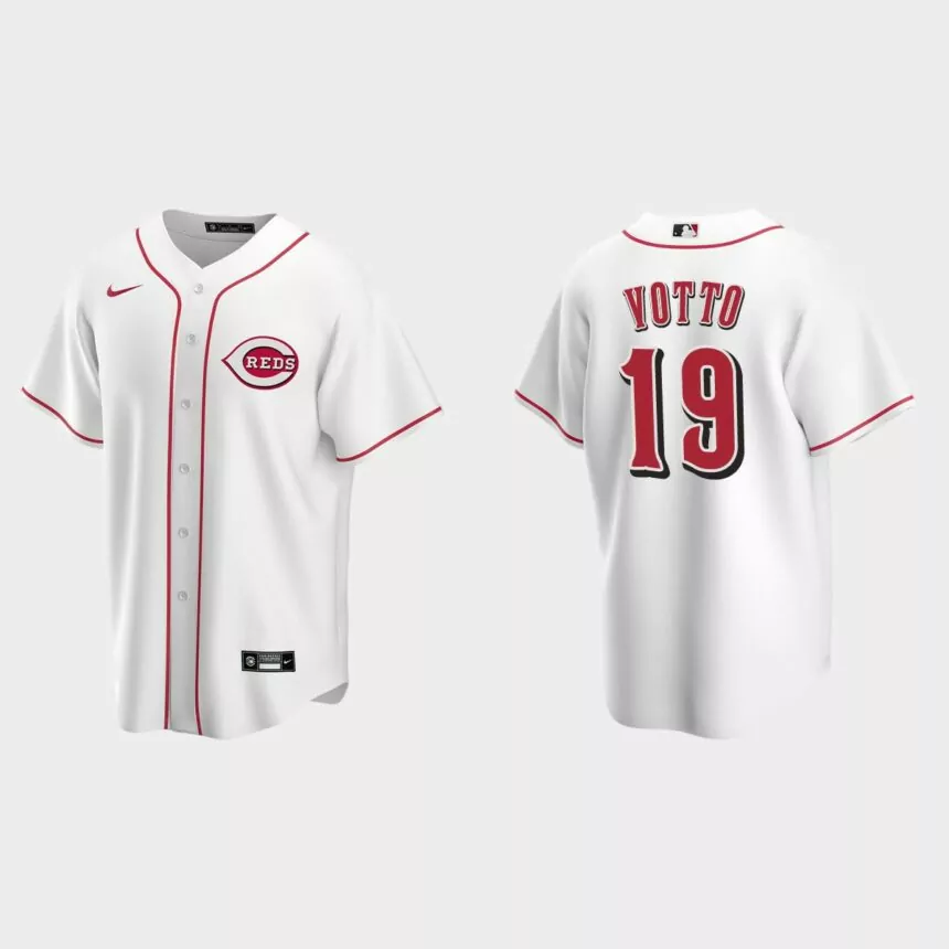 Men’s Joey Votto Cincinnati Reds Home Replica Jersey – White