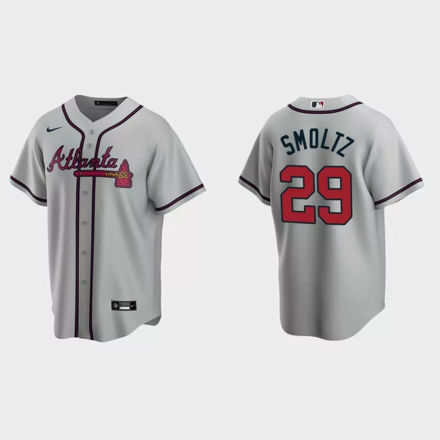 Men’s John Smoltz Atlanta Braves Road Replica Jersey – Gray
