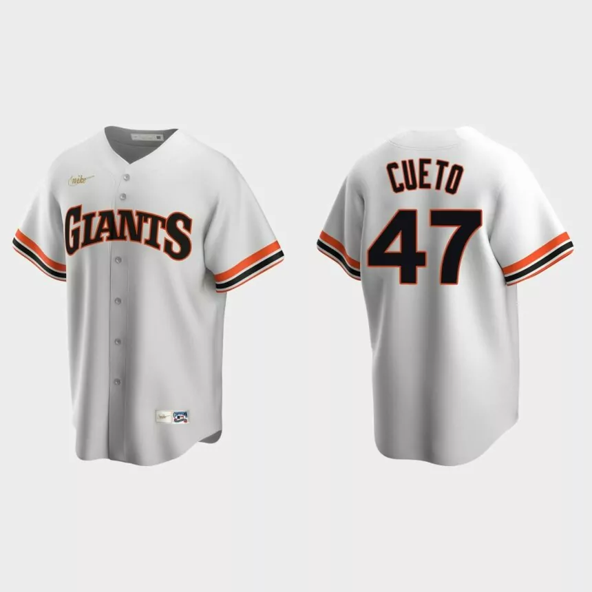 Men’s Johnny Cueto #47 San Francisco Giants Cooperstown Collection Home Jersey – White