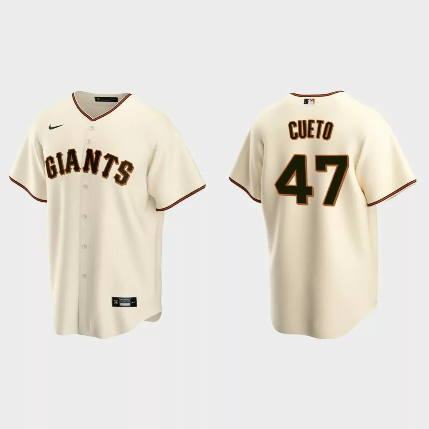 Men’s Johnny Cueto #47 San Francisco Giants Home Replica Jersey – Cream