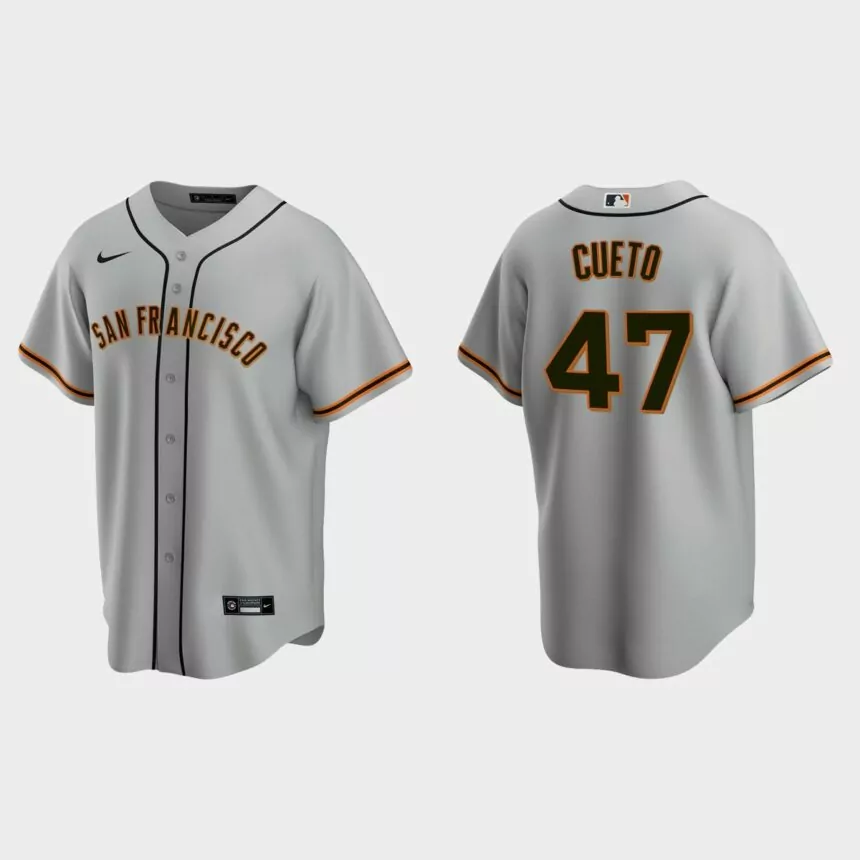 Men’s Johnny Cueto #47 San Francisco Giants Road Replica Jersey – Gray