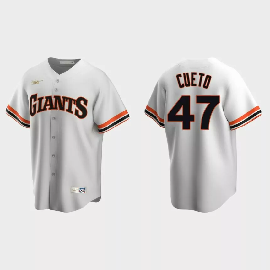 Men’s Johnny Cueto San Francisco Giants Cooperstown Collection Home Jersey – White