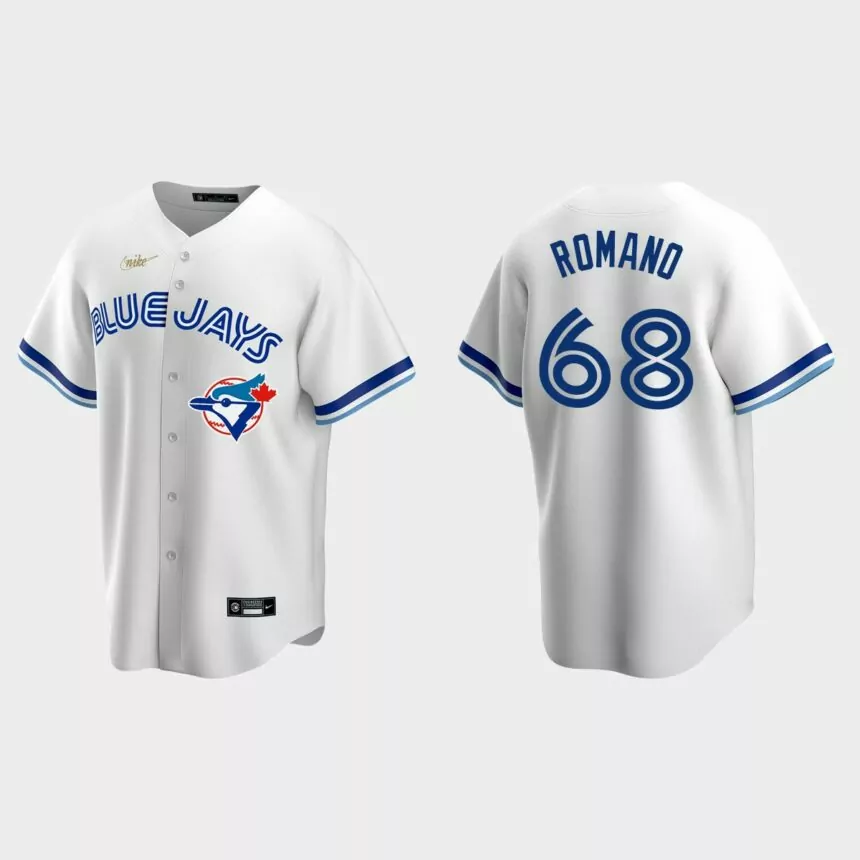 Men’s Jordan Romano #68 Toronto Blue Jays Cooperstown Collection Home Jersey – White