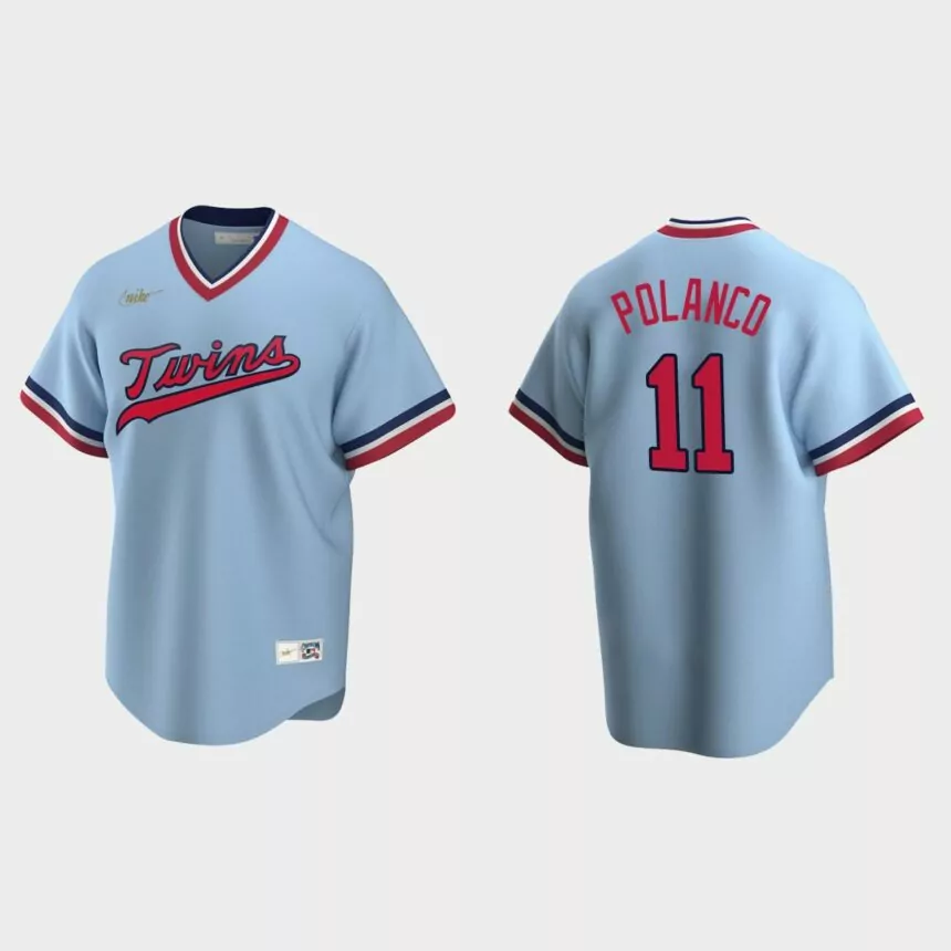 Men’s Jorge Polanco Minnesota Twins Cooperstown Collection Road Jersey – Light Blue