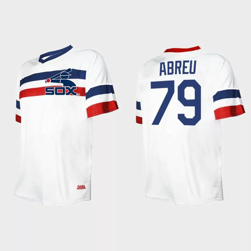 Men’s Jose Abreu Chicago White Sox Cooperstown Collection V-Neck Jersey – White