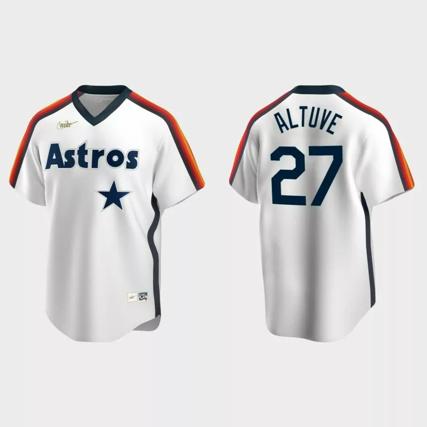 Men’s Jose Altuve Houston Astros Cooperstown Collection Home Jersey – White