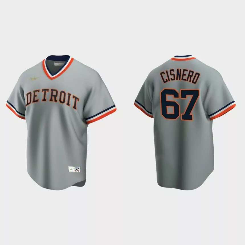 Men’s Jose Cisnero #67 Detroit Tigers Cooperstown Collection Road Jersey – Gray.jpg