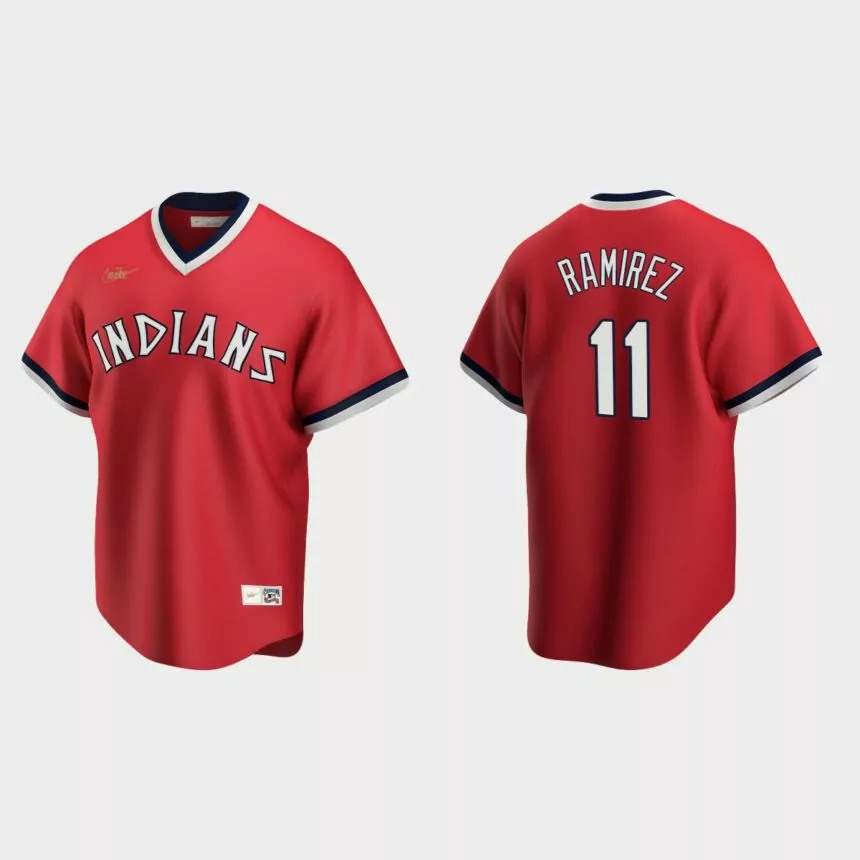Men’s Jose Ramirez #11 Cleveland Indians Cooperstown Collection Road Jersey – Red