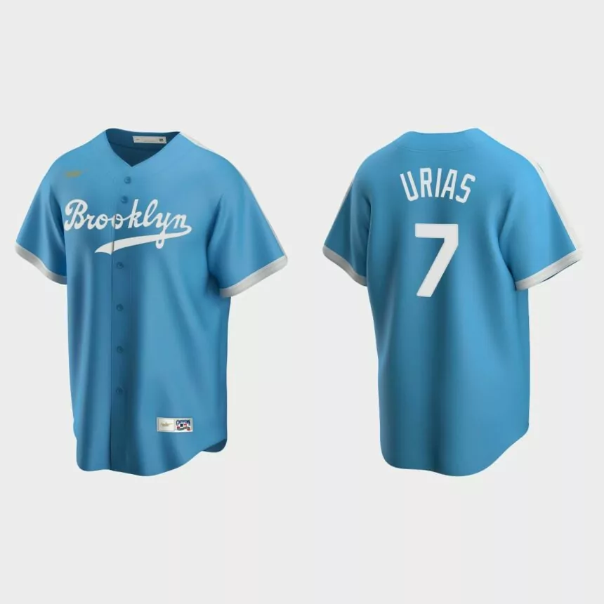 Men’s Julio Urias #7 Los Angeles Dodgers Cooperstown Collection Alternate Jersey – Light Blue
