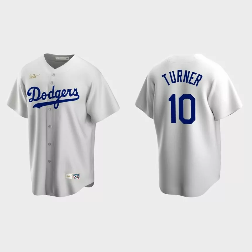 Men’s Justin Turner Los Angeles Dodgers Cooperstown Collection Home Jersey – White