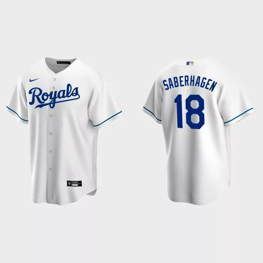 Men’s Kansas City Royals Bret Saberhagen White Replica Retired Player Jersey