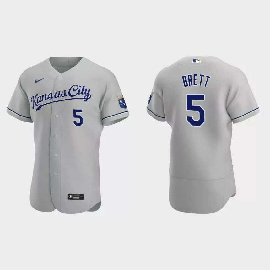 Men’s Kansas City Royals George Brett 2020 Road Authentic Jersey – Gray