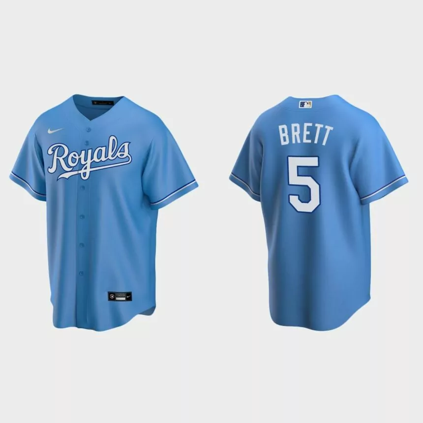 Men’s Kansas City Royals George Brett Alternate Replica Jersey – Light Blue