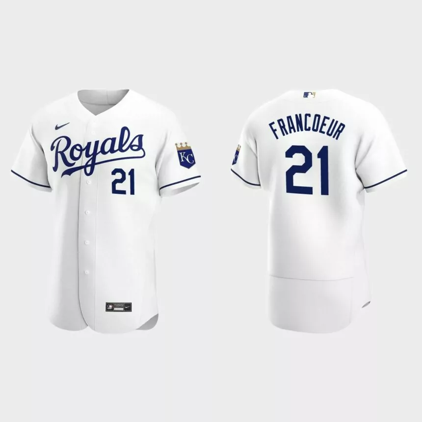 Men’s Kansas City Royals Jeff Francoeur White Authentic Retired Player Jersey