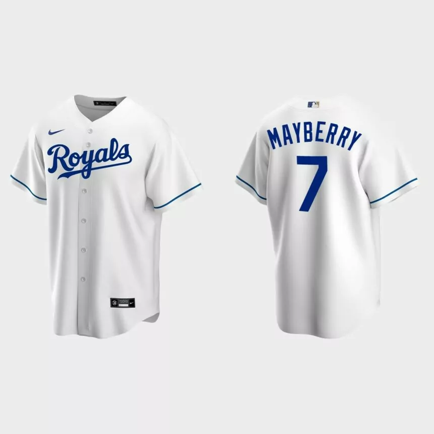 Men’s Kansas City Royals John Mayberry Sr. White Replica Retired Player Jersey