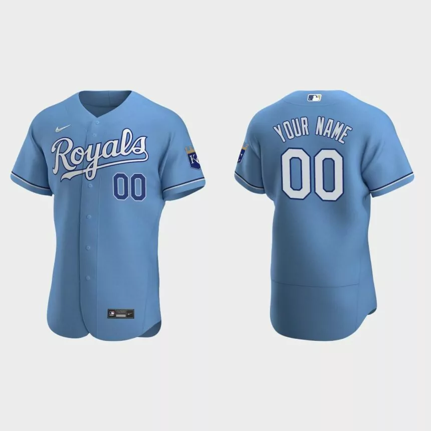 Men’s Kansas City Royals Light Blue Authentic 2020 Alternate Custom Jersey