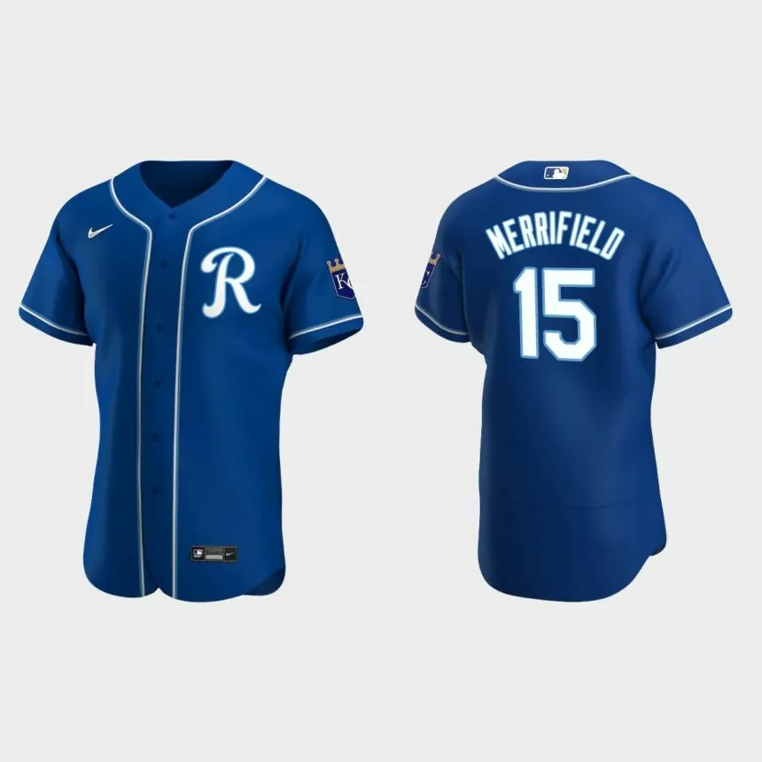 Men’s Kansas City Royals Whit Merrifield 2020 Alternate Authentic Team Logo Jersey – Royal