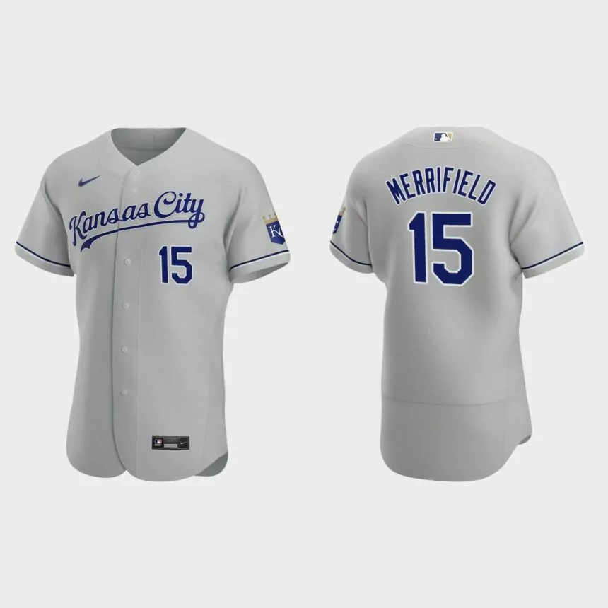 Men’s Kansas City Royals Whit Merrifield 2020 Road Authentic Jersey – Gray