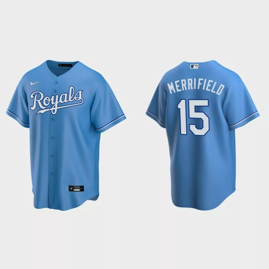 Men’s Kansas City Royals Whit Merrifield Alternate Replica Jersey – Light Blue