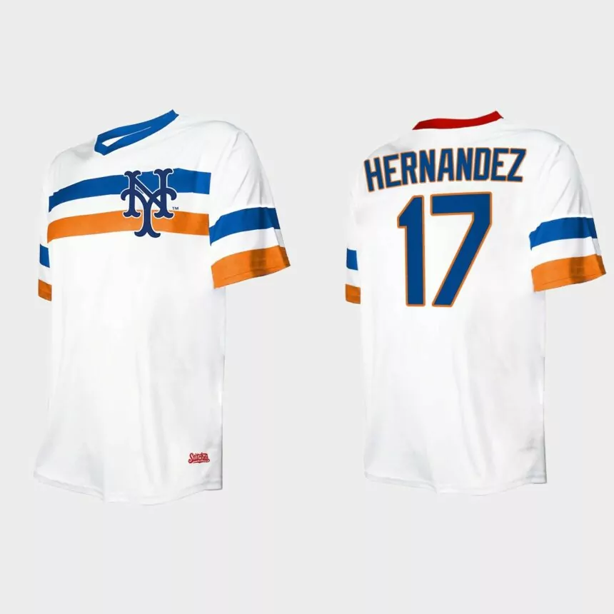 Men’s Keith Hernandez New York Mets Cooperstown Collection V-Neck Jersey – White