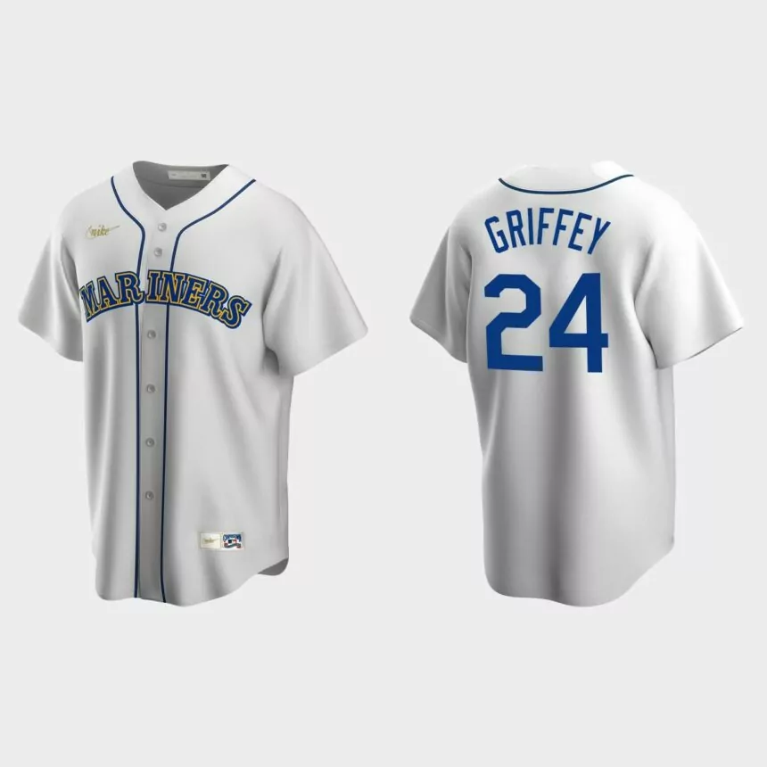 Men’s Ken Griffey Jr. #24 Seattle Mariners Cooperstown Collection Home Jersey – White