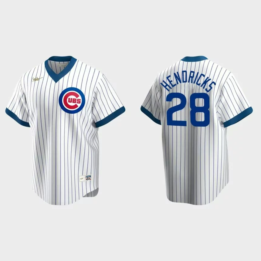 Men’s Kyle Hendricks #28 Chicago Cubs Cooperstown Collection Home Jersey – White