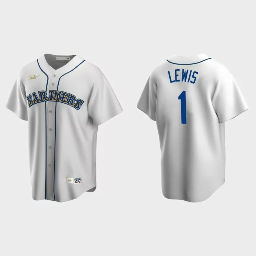 Men’s Kyle Lewis #1 Seattle Mariners Cooperstown Collection Home Jersey – White