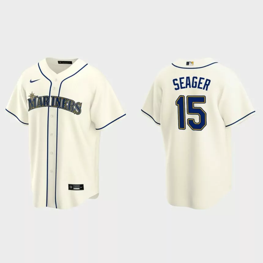 Men’s Kyle Seager #15 Seattle Mariners Alternate Replica Jersey – Cream