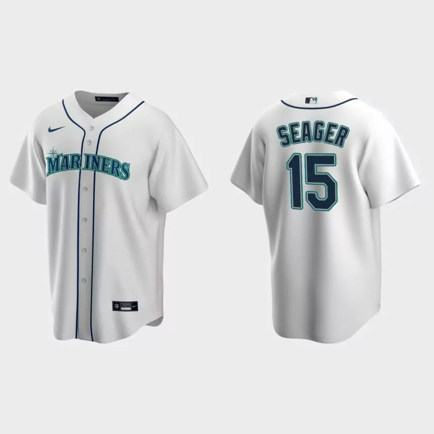Men’s Kyle Seager #15 Seattle Mariners Home Replica Jersey – White