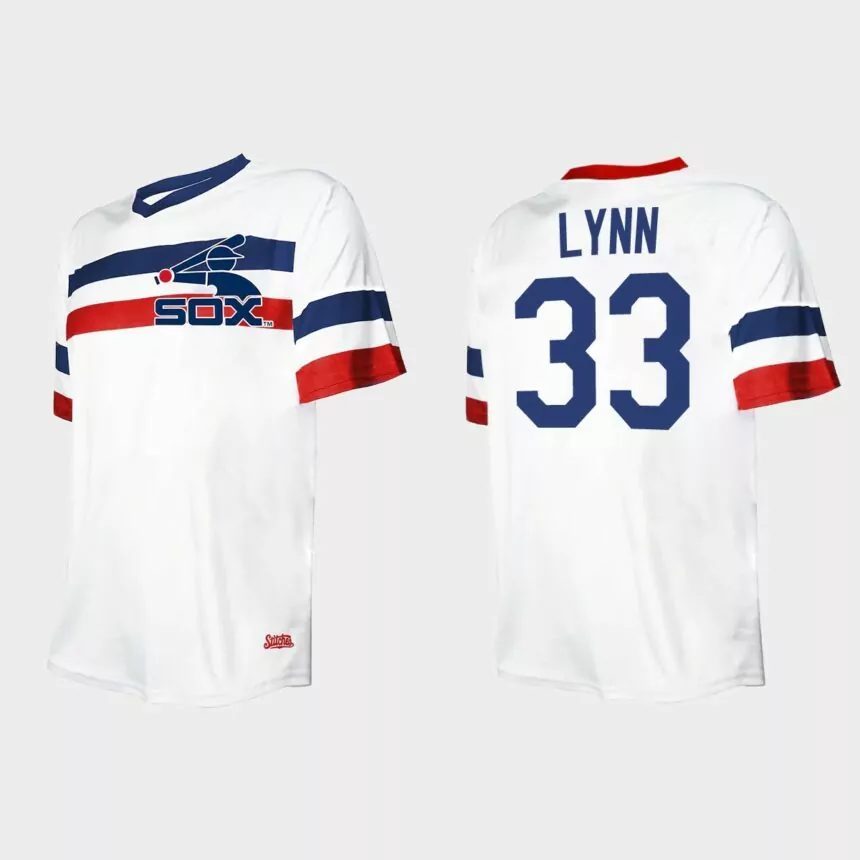 Men’s Lance Lynn Chicago White Sox Cooperstown Collection V-Neck Jersey – White