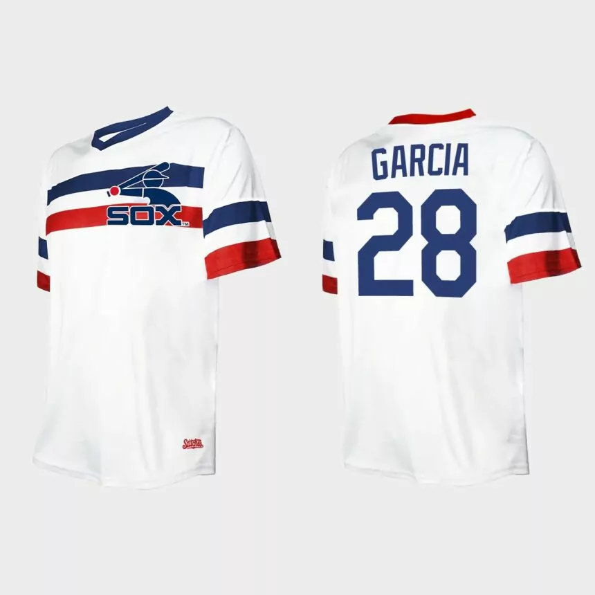 Men’s Leury Garcia Chicago White Sox Cooperstown Collection V-Neck Jersey – White