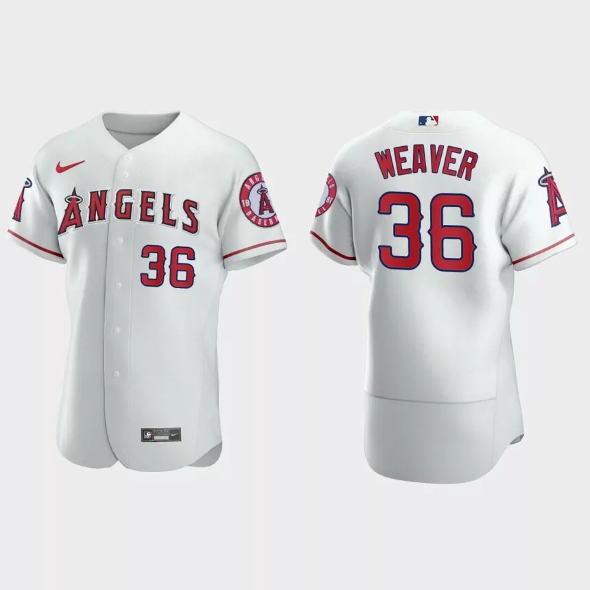 Men’s Los Angeles Angels Jered Weaver White Authentic Retired Player Jersey
