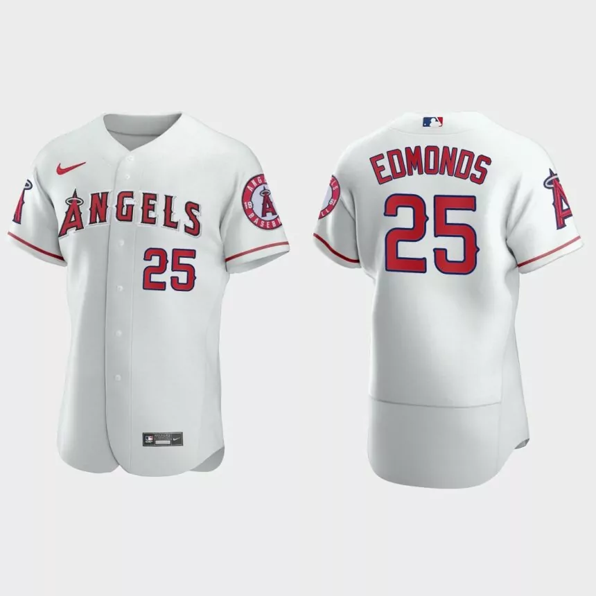 Men’s Los Angeles Angels Jim Edmonds White Authentic Retired Player Jersey