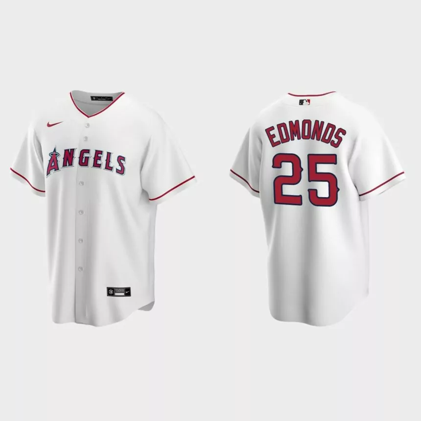 Men’s Los Angeles Angels Jim Edmonds White Replica Retired Player Jersey